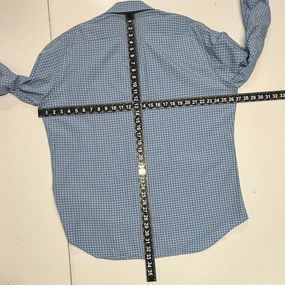 Ledbury Shirt Mens XXL Blue Green Gingham Plaid Slim Fit Long Sleeve Button Up - Picture 4 of 9
